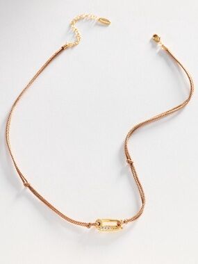 Anthropologie Corded Crystal Carabiner Necklace